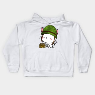 Cute angora cat is a military pet Kids Hoodie